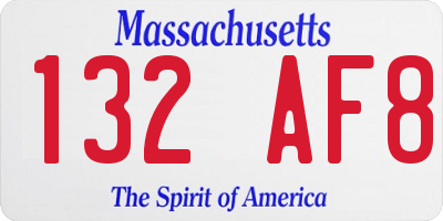 MA license plate 132AF8