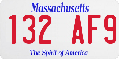 MA license plate 132AF9