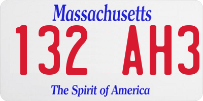 MA license plate 132AH3