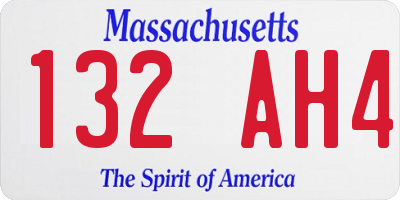 MA license plate 132AH4