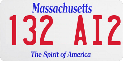 MA license plate 132AI2