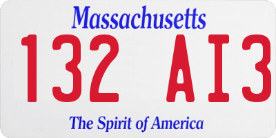MA license plate 132AI3
