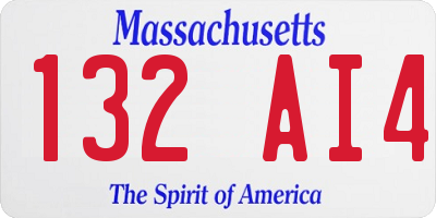 MA license plate 132AI4