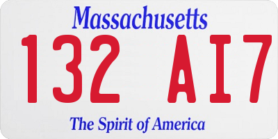 MA license plate 132AI7