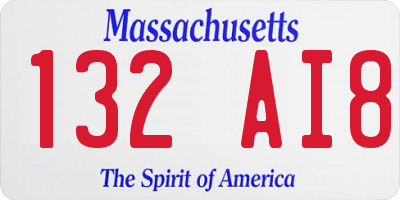 MA license plate 132AI8