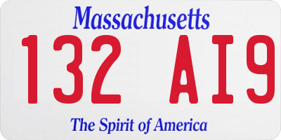 MA license plate 132AI9