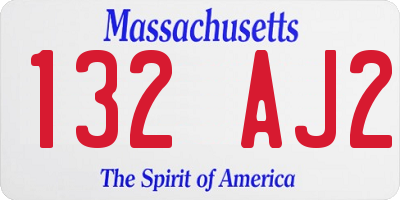 MA license plate 132AJ2