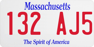 MA license plate 132AJ5