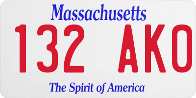 MA license plate 132AK0