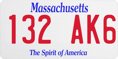 MA license plate 132AK6