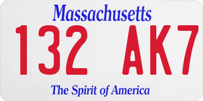 MA license plate 132AK7