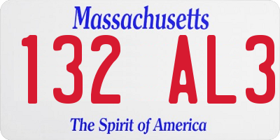 MA license plate 132AL3