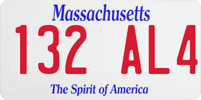 MA license plate 132AL4
