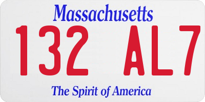 MA license plate 132AL7