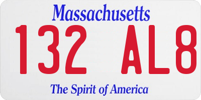 MA license plate 132AL8