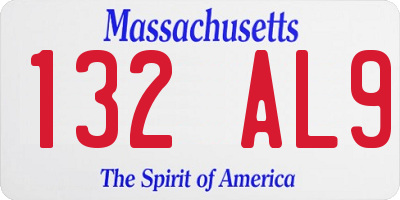 MA license plate 132AL9
