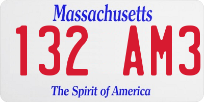 MA license plate 132AM3