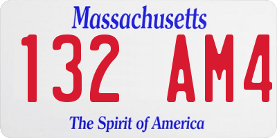 MA license plate 132AM4