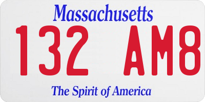 MA license plate 132AM8