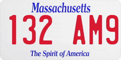 MA license plate 132AM9