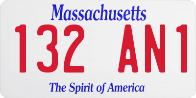 MA license plate 132AN1