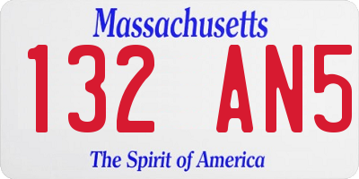 MA license plate 132AN5