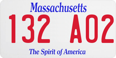 MA license plate 132AO2