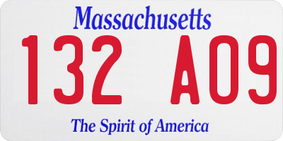 MA license plate 132AO9