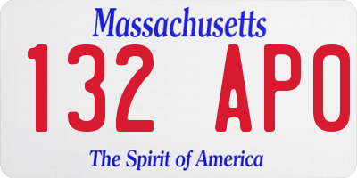 MA license plate 132AP0