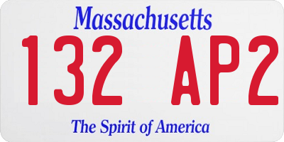 MA license plate 132AP2