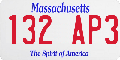 MA license plate 132AP3