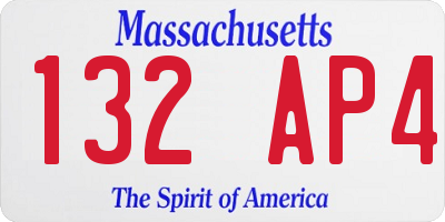 MA license plate 132AP4
