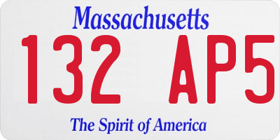 MA license plate 132AP5
