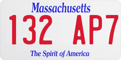 MA license plate 132AP7
