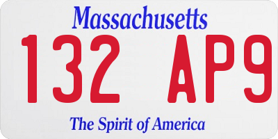 MA license plate 132AP9