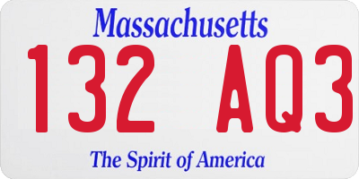 MA license plate 132AQ3