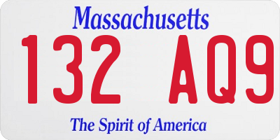MA license plate 132AQ9