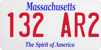 MA license plate 132AR2