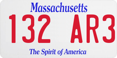 MA license plate 132AR3