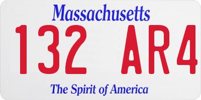 MA license plate 132AR4