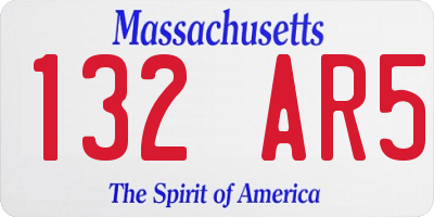 MA license plate 132AR5