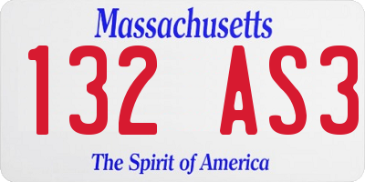 MA license plate 132AS3