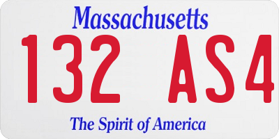 MA license plate 132AS4