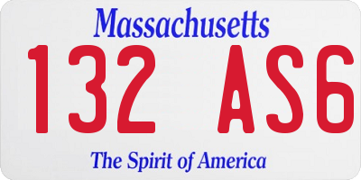 MA license plate 132AS6