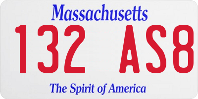 MA license plate 132AS8
