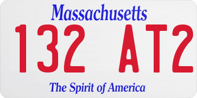 MA license plate 132AT2