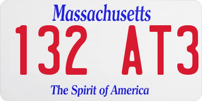 MA license plate 132AT3