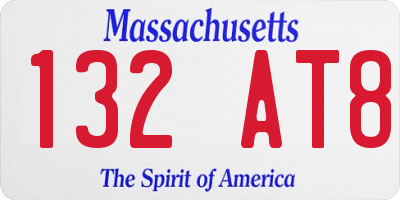 MA license plate 132AT8