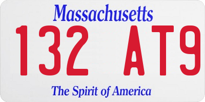 MA license plate 132AT9