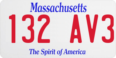 MA license plate 132AV3